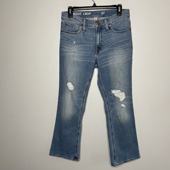 J CREW Womens 9" Demi-Boot Crop Jeans NEW Distressed Stretch BA622 Sz 27 - Picture 4 of 13